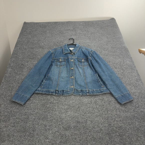 Coldwater Creek Jackets & Blazers - Coldwater Creek Denim Jacket Women XL Blue Cotton Blend Button Up Classic Casual